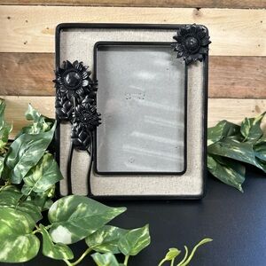 5x7 Sunflower Frame Croft and Barrow Metal Sunflowers Burlap‎ Inset Black Trim